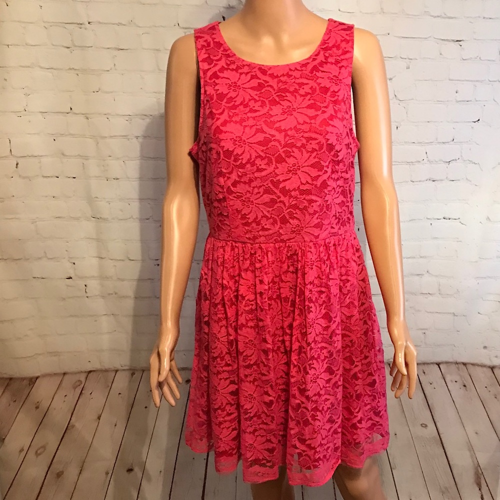 Altar’d State red pink valentine’s lace dress size large